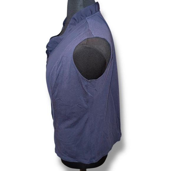 NIC+ZOE Ruffle Around Mixed Media Tank - 1X Navy - Picture 3 of 14